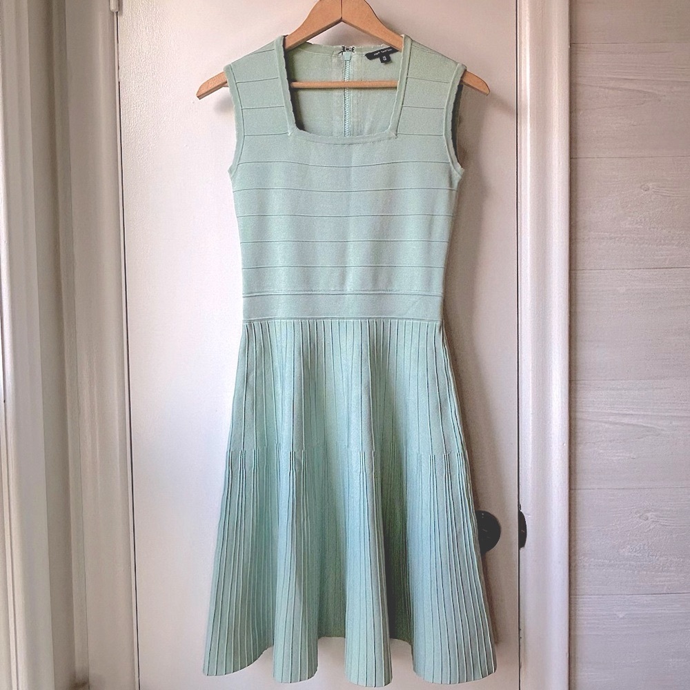 Pink Tartan Square Neck Knit Dress Green
